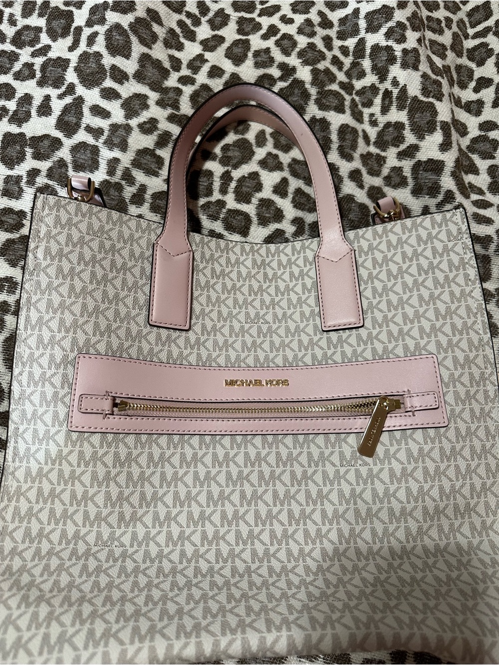 Michael Kors Light Pink Logo Tote with Gold Hardware